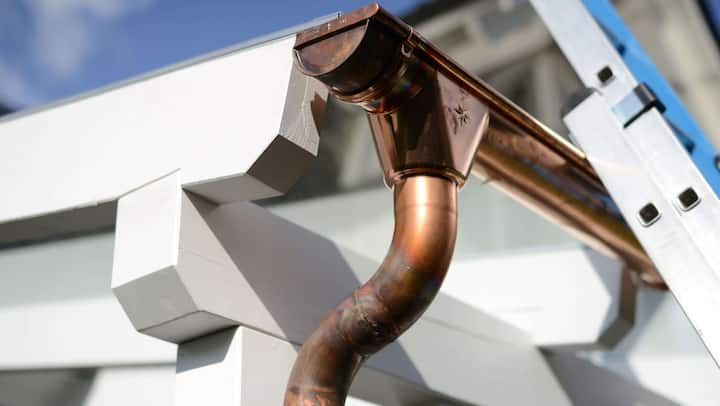 High-end copper gutters with a seamless design for residential properties in Port Saint Lucie